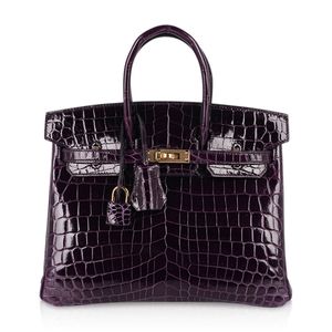 Hermes Birkin 25 Aubergine Crocodile Purple